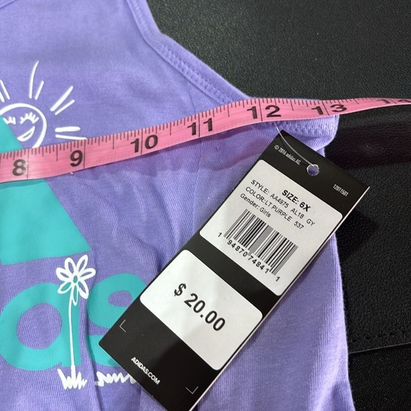 Adidas Racerback tank top, tie knot hip, sun,flower,cloud logo graphic - Picture 4 of 5